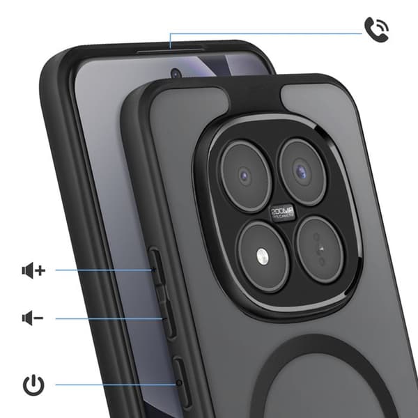 Cover til Redmi Note 15 Pro Plus 5G Forstærket Kompatibel med MagSafe Tilbehør Sort Svart
