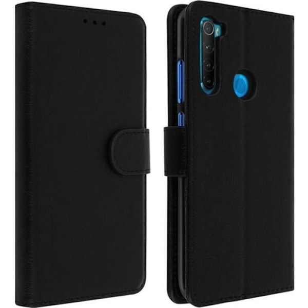 Fodral - AVIZAR - Xiaomi Redmi Note 8 - Heltäckande Skydd - Kortfickor - Video Stöd - Svart Svart