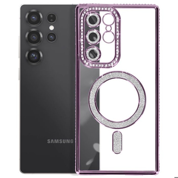 Coque Diamant för Samsung Galaxy S25 Ultra MagSafe Contour Strass Lila Lila