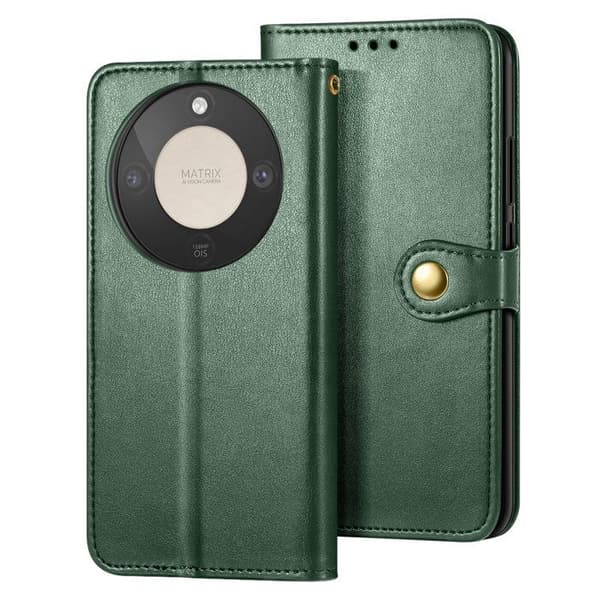 Folio Wallet Case til Honor Magic 8 Lite med Håndledsrem og Kortholder Mørkegrøn Grön