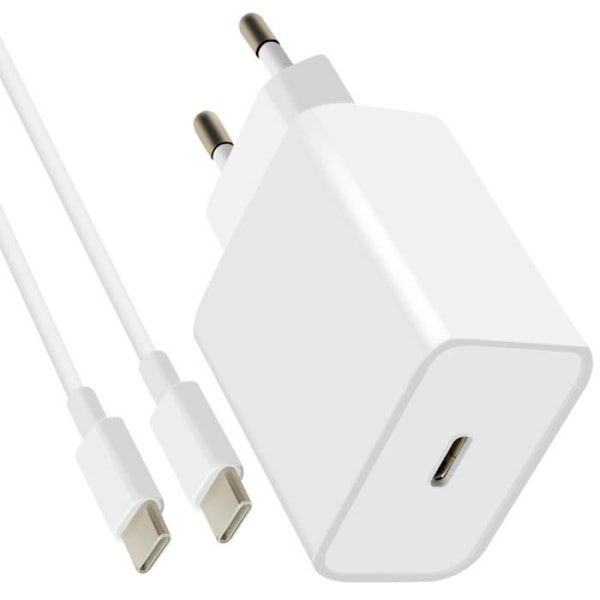 Snabbladdare för iPhone 15 och iPhone 16 20W med USB-C-kabel Mayaxess Vit Vit