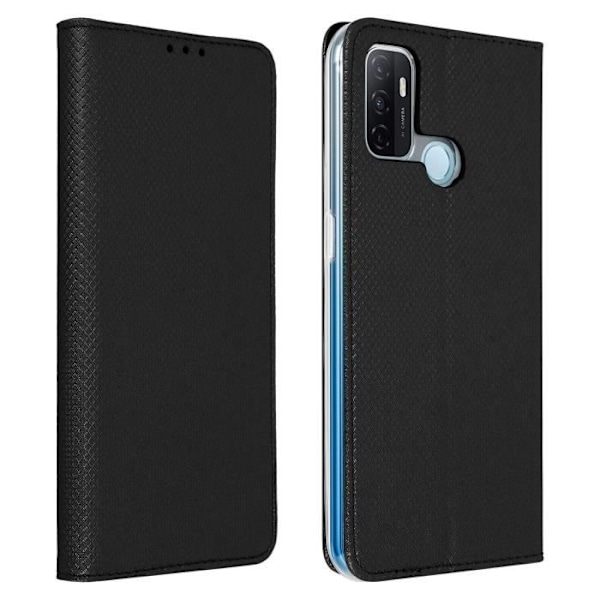 Kotelo - AVIZAR - Oppo A53 / A53s - Ekokoiraa Musta - Folio-tasku - Tukitoiminto Svart