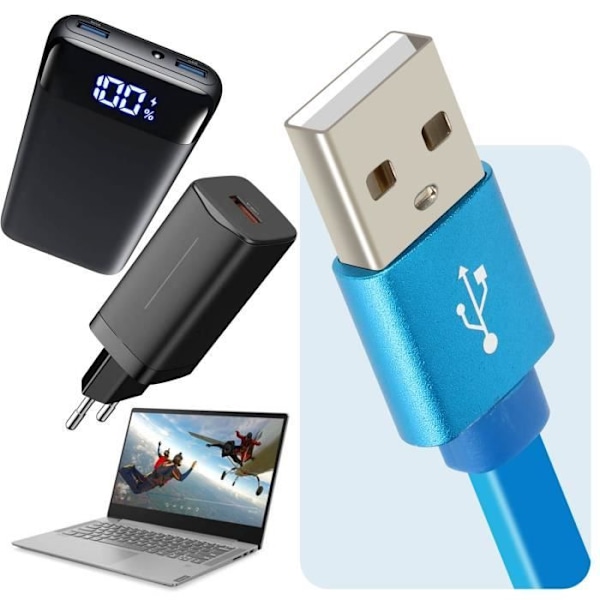 3 i 1 USB-kabel - LINQ - Udtrækkelig - 1m - Kompatibel iPhone, USB-C, Micro USB - Blå Blå