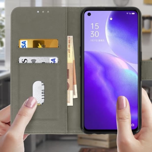 Fodral - Oppo - Find X3 Lite - Skydd - Kortställ - Videostöd - Grå Grå