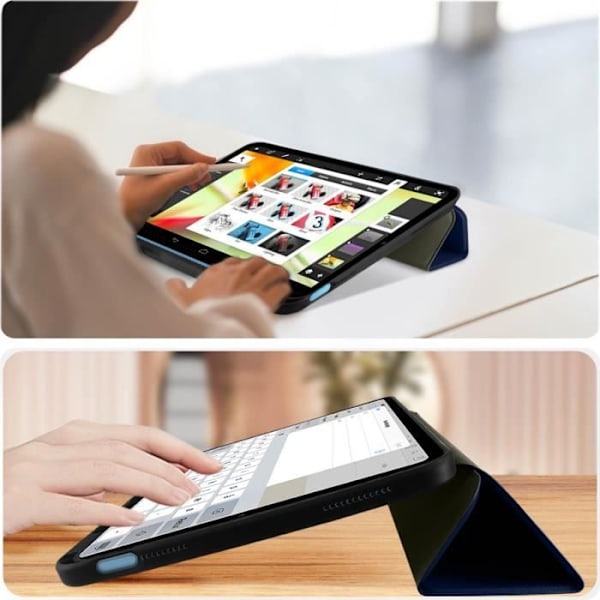 iPad 10.9 - Øko-Læder - Mørkeblå - Videostander - Tastatur - Hel beskyttelse Nattblått