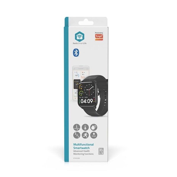 SmartLife Sport Smartwatch med 1,69" LCD-skærm Multifunktionel Nedis Sort Svart