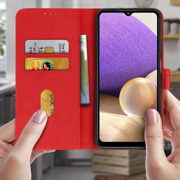 Etui för Samsung Galaxy A32 5G - Chesterfield - Röd - Semihård - Magnetisk - Videostöd Röd