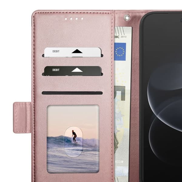 Plånboksfodral för Redmi Note 17 Pro Max Smart Book-serien med stöd i roséguld Roséguld