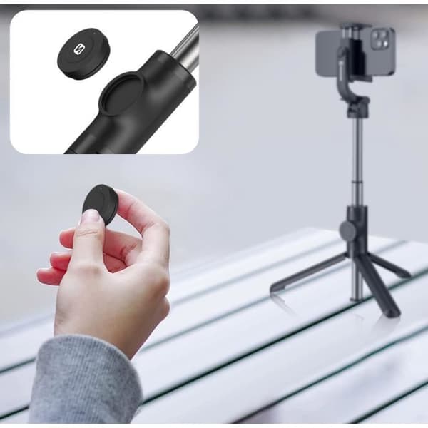 Bluetooth Selfie Stick 2in1 utdragbart stativ Roterande huvud Swissten Black