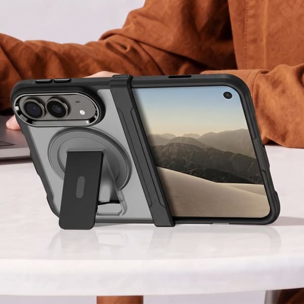 iPhone Duo Cover Kompatibel med MagSafe med Støtte Stativ Pango Sort Svart