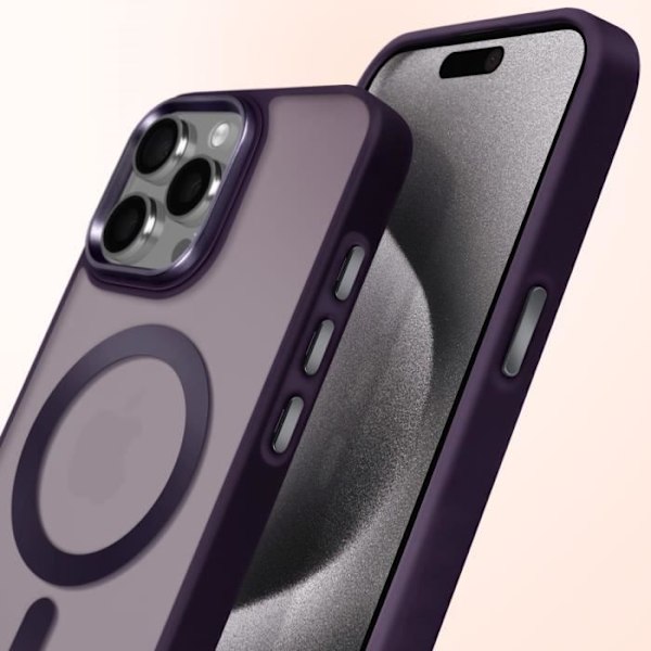 MagSafe-skal för iPhone 15 Pro Matt Frostad Baksida Lila Kontur Lila