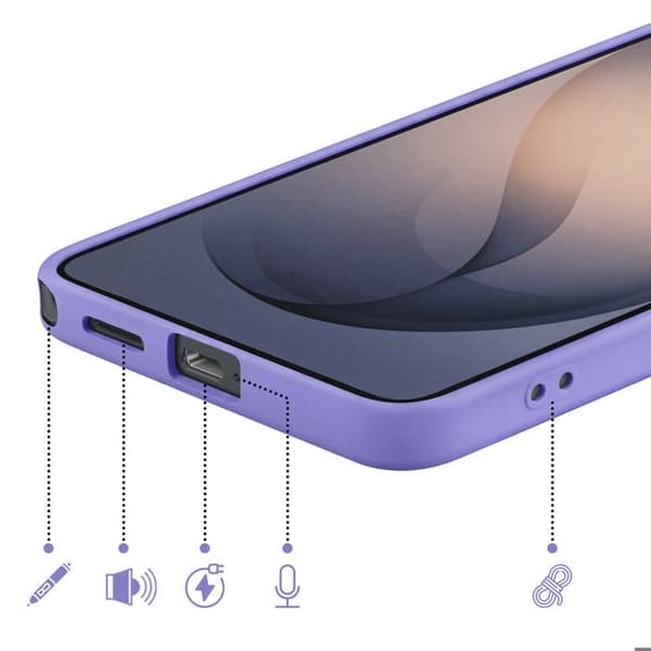 Silicone Soft-Touch-fodral för Galaxy S26 Ultra med mikrofiberfoder i lila Violett