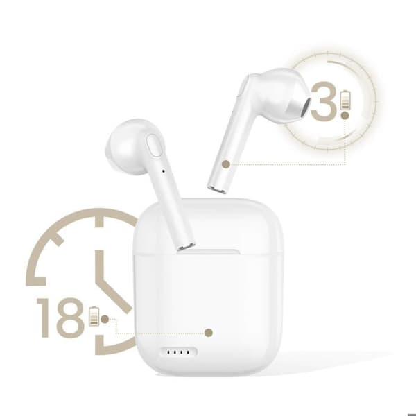Bluetooth-hörlurar 5.3 Laddningsfodral 18h Kontrollknapp Akashi Vit Vit