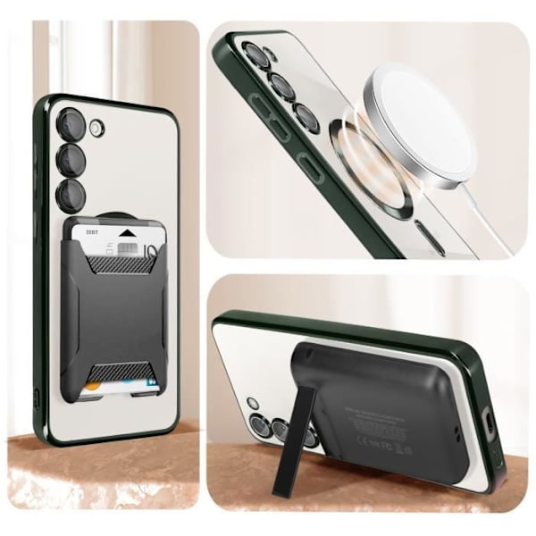 MagSafe fodral till Samsung S23 - AVIZAR - Transparent / Grön - Magnetisk ring - Integrerat kameraskydd Grön