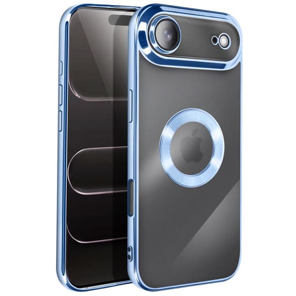Cover - ADVARSEL - iPhone Air - Blødt Silikone - Krom Kant - Lys Blå Blå