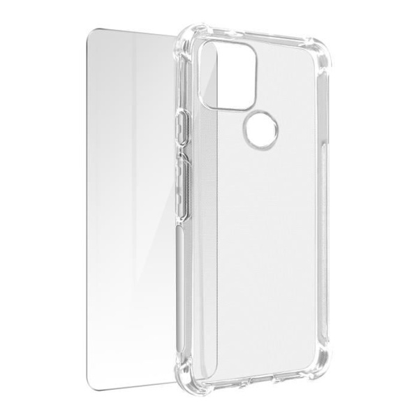 Etui og beskyttelsesfilm - AVIZAR - Google Pixel 5 - Blød silikone - Hærdet glas - 360° beskyttelse Vit