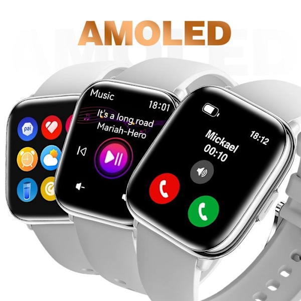 Smartwatch med hälsokontroll och Bluetooth-samtal, 7 dagars batteritid, myPhone, Grå Grå