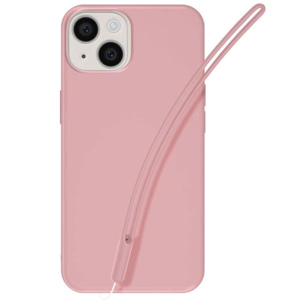 Telefonfodral - JAYM - iPhone 14 Plus - Silikon - Snöre ingår - Rosa Ros