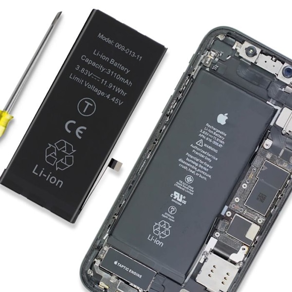 Internt batteri til Apple iPhone 11 3110mAh Integreret TI-chip Sort Svart