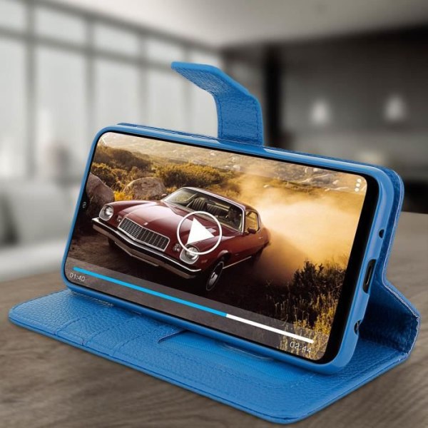Hölster för Samsung Galaxy A10 - AVIZAR - Ekologiskt läder Plånboksfodral - Videostöd - Blå - Magnetisk Blå