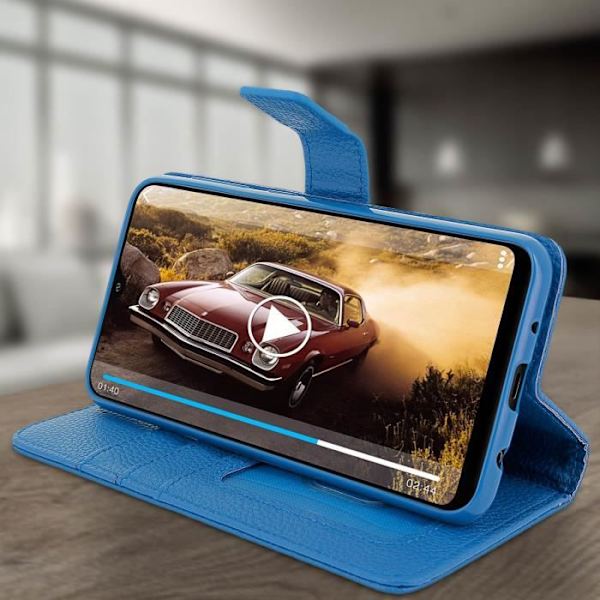 Housse til Samsung Galaxy A10 - AVIZAR - Eco-læder Pung Etui - Video Støtte - Blå - Magnetisk Blå