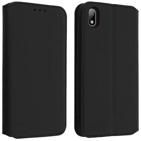 Housse - AVIZAR - Huawei Y5 2019 - Wallet Cover - Øko-læder - Video Støtte Svart