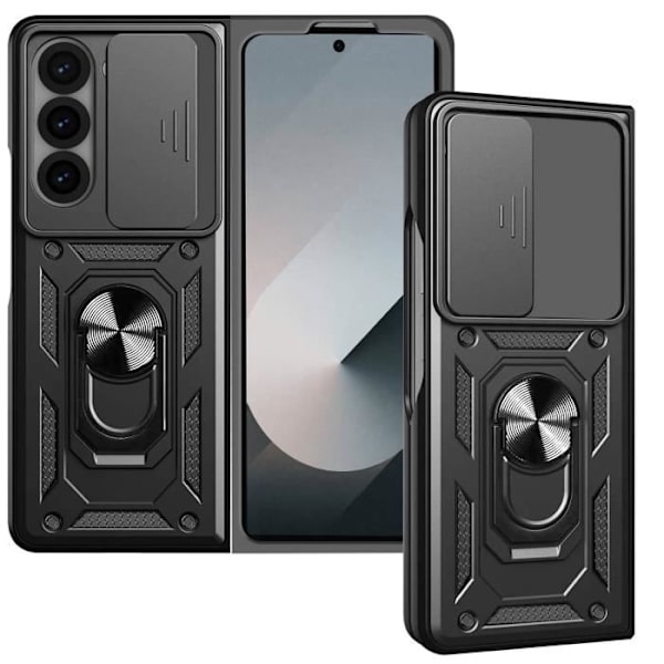 Taske til Samsung Z Fold 6 Ring Support Skydekamera Cover Sort Svart