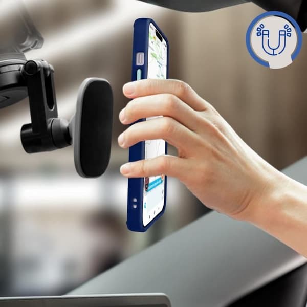 iPhone 14 Pro Cover - AVIZAR - Bi-materiale - Metalring - Video Support - Blå Blå