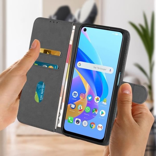 Fodral för Oppo A96 / A76 / Realme 9i - AVIZAR - Videostöd för Flip Wallet - Grå Grå