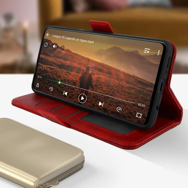 Samsung Galaxy A51 Suojakotelo - AVIZAR - Punainen Folio-kuori - Korttipidike - Tukitoiminto - Silikoonigeeli Röd