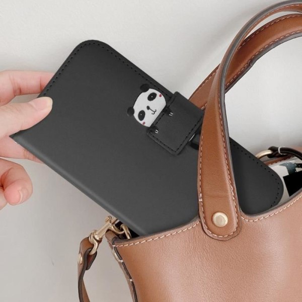 Panda Taske til Samsung S23 FE - AVIZAR - Video Support Wallet - Sort Svart