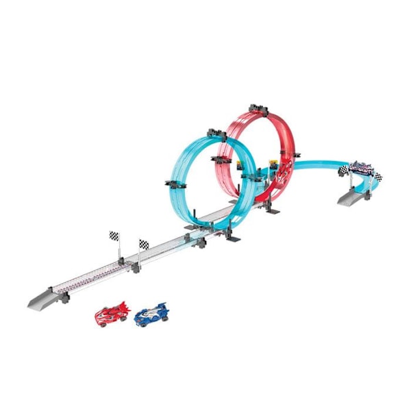 Løbebane at bygge 316cm med 2 friktionbiler og multicolor loopings Svart