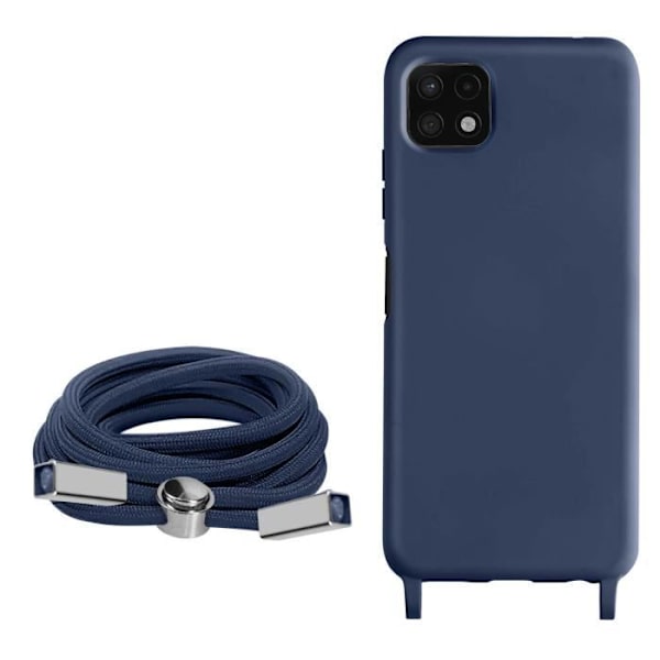Samsung Galaxy A22 5G fodral med rep - AVIZAR - Halvstyv - Halsrem 80cm Blå Blå