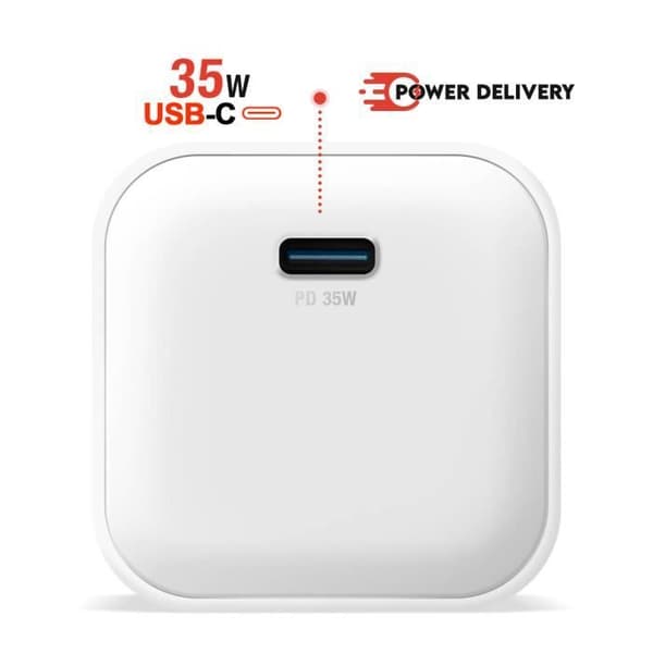 Swissten White Ultra Snabb Kompakt Lättvikts GaN USB C 35W Laddare Vit