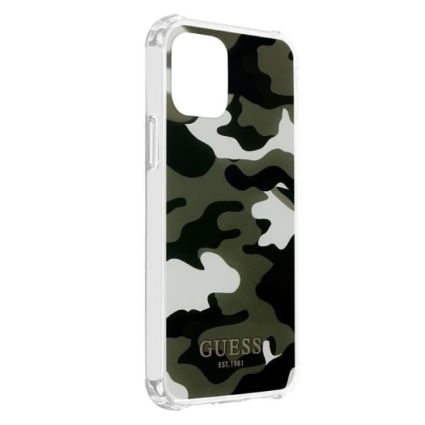 iPhone 12 ja 12 Pro -kotelo, jossa on vihreä Guess-naamiointikuvio vihreä