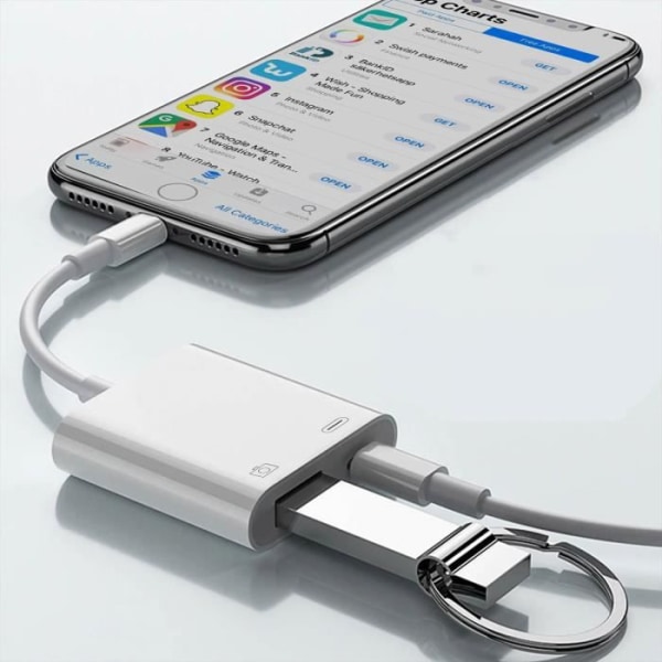 Adapter iPhone / iPad Lightning till USB och Lightning Charge Compact White