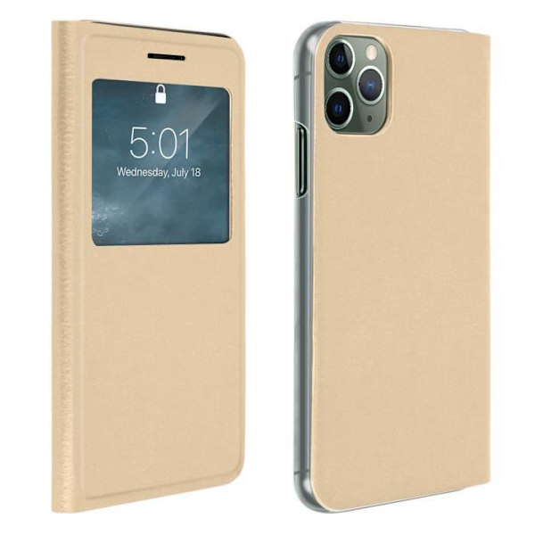 iPhone 11 Pro Max Hölster - AVIZAR - Flipfodral - Hårdt Skaft - Gul - Visningsfönster Gul