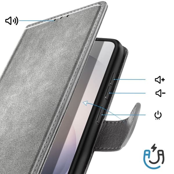 Pungetui til Galaxy S26 Serie Chesterfield Prægning Standfunktion Grå Grå