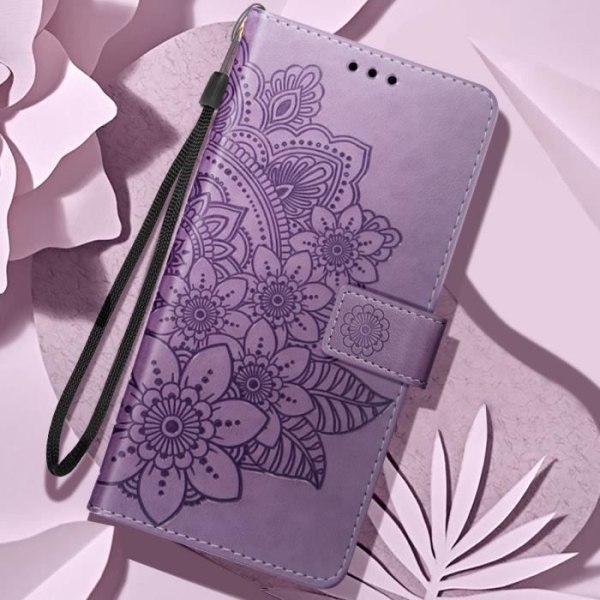 Mandala Flowers plånboksfodral till Samsung Galaxy A35 5G - AVIZAR - Lila - Halvstyv - Flik Lila