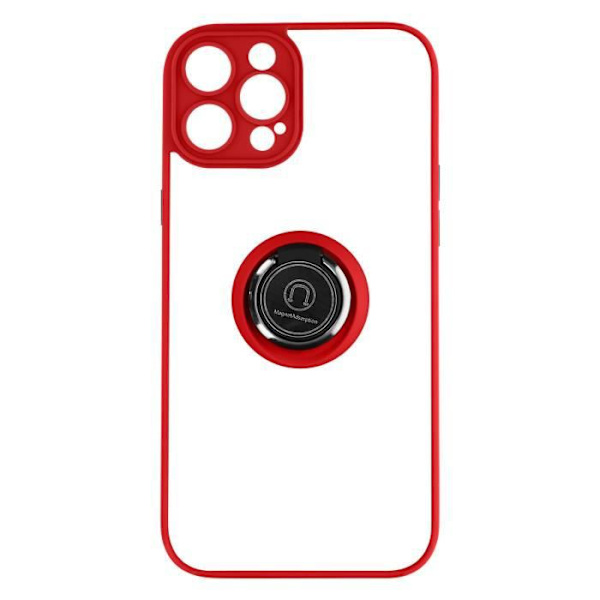 iPhone 14 Pro Fodral Bi-material Metal Ring Support Video röd