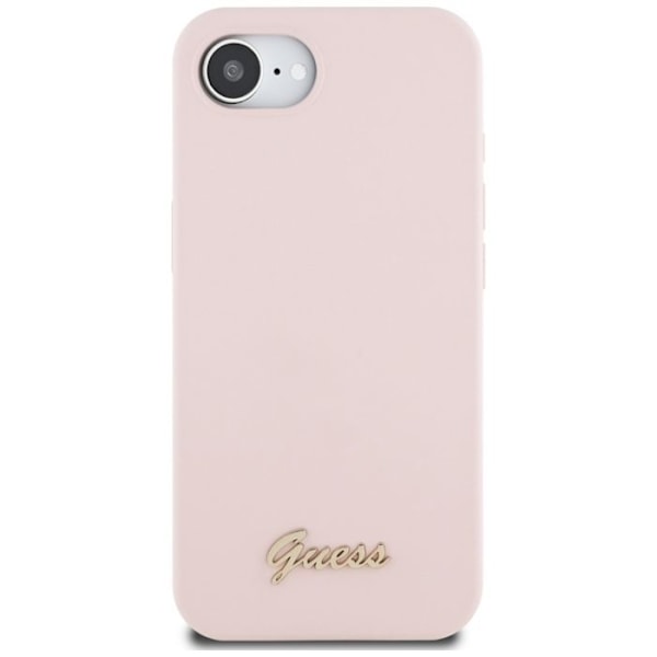 Coque Guess i silikon med metall MagSafe-logotyp för iPhone 16e (rosa) rosa