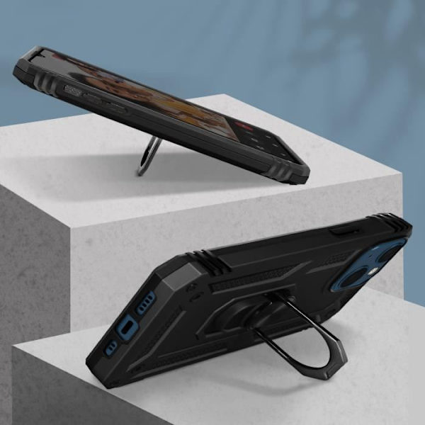 iPhone 13 Mini-fodral - AVIZAR - Stötbeständig - Video Stödhållare - Svart - Bi-material Svart