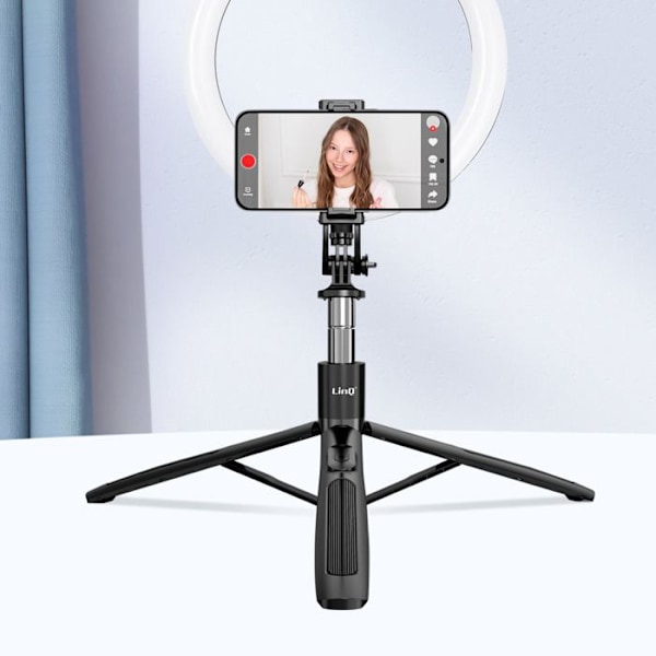 Perche Selfie Bluetooth Justerbar med Stabilt Stativ Rotérbart LinQ Sort