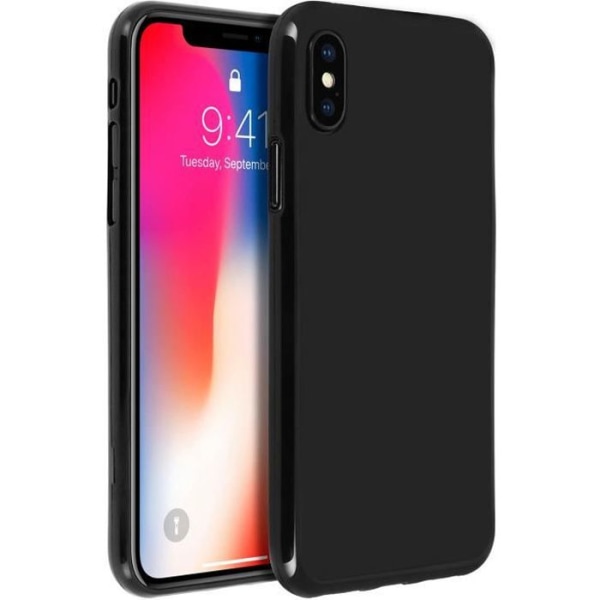 Coque iPhone X / XS - AVIZAR - Sort - Silikone gel brudsikker - Mat og blank finish - Klassisk Svart