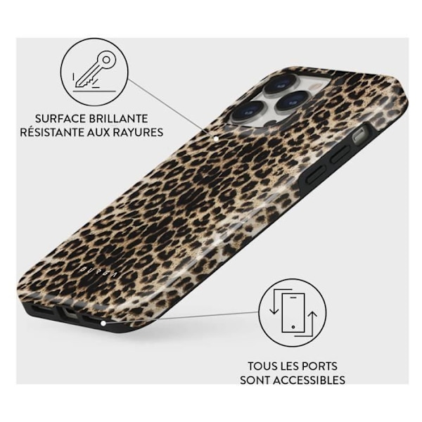 Coque til iPhone 14 Pro Tough Antichocs Model Player Burga Leopard kastanj