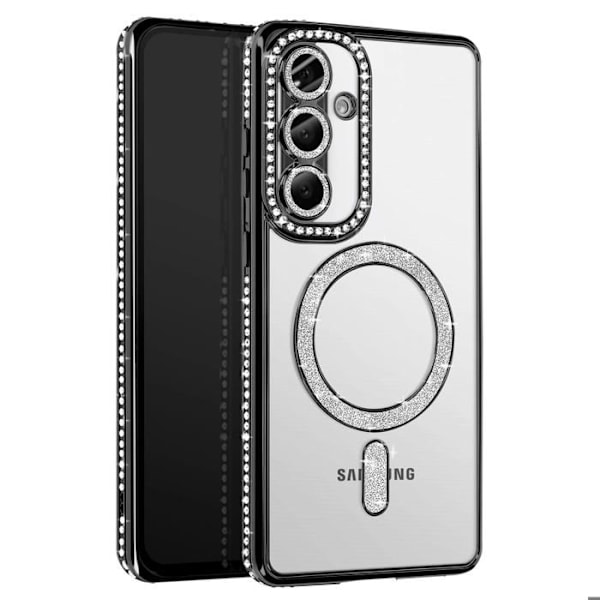 Coque Diamant til Samsung Galaxy A56 MagSafe Kontur Strass Sort Svart