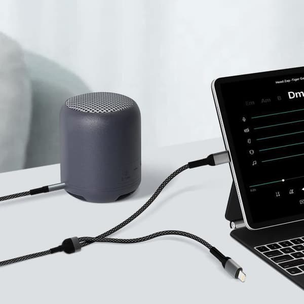 Audioadapter - LinQ - USB-C + Lightning til jack 3.5mm - Holdbart nylon - Forbinder lydapparater