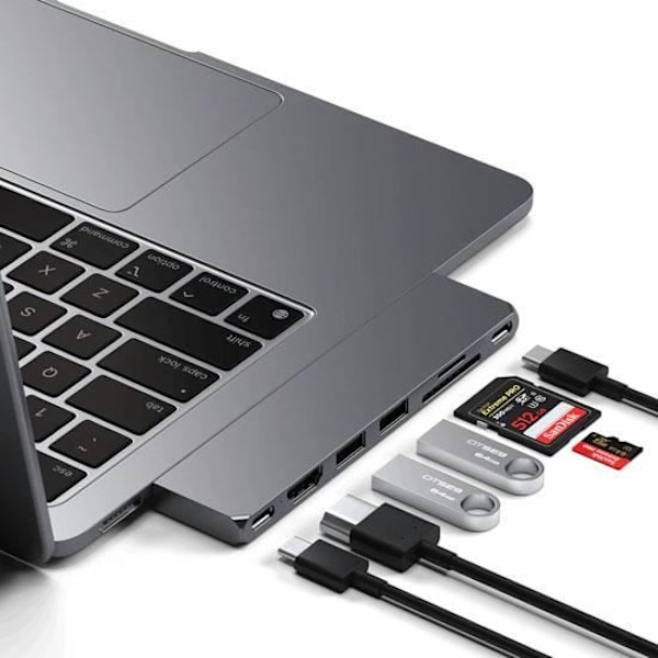 Satechi Hub Pro Slim USB-C Space Harmaa