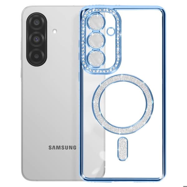 Coque - Samsung - Galaxy A56 - Diamant - Blå Strass - Kompatibel med MagSafe Blå