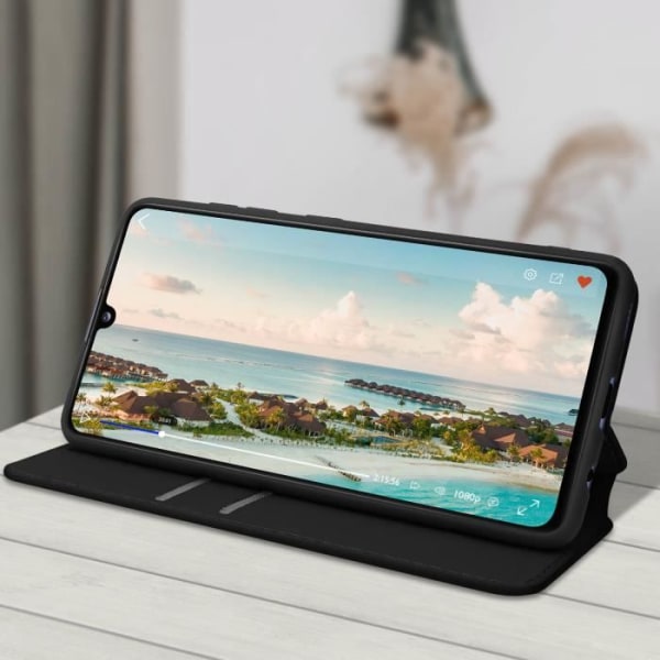 Hoes - Samsung - Galaxy A41 - Ekologiskt läder - Magnetlås - Stödfunktion Svart